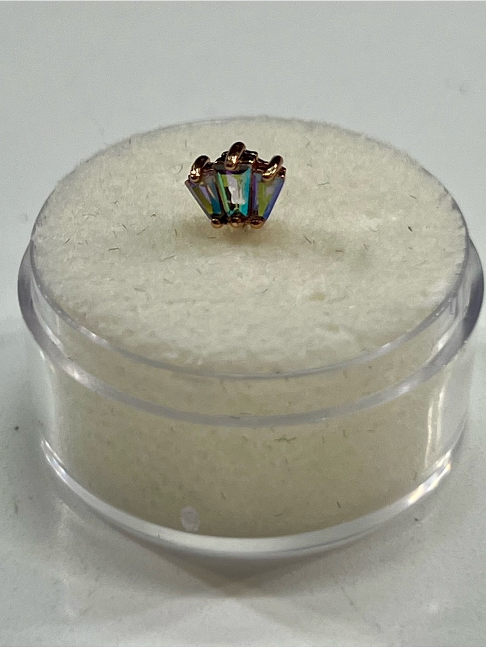 Buddha Gemma Rose Gold Forward-Facing Threadless End with Mercury Mist Topaz